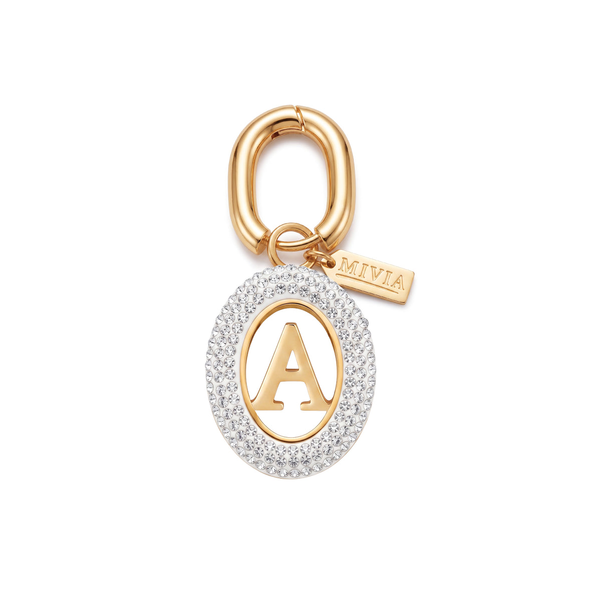 Rhinestone Loop Letter Charm - A
