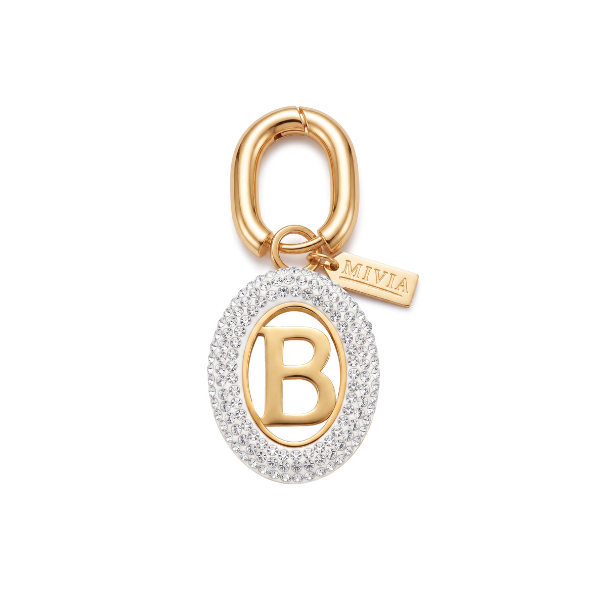 Rhinestone Loop Letter Charm - B