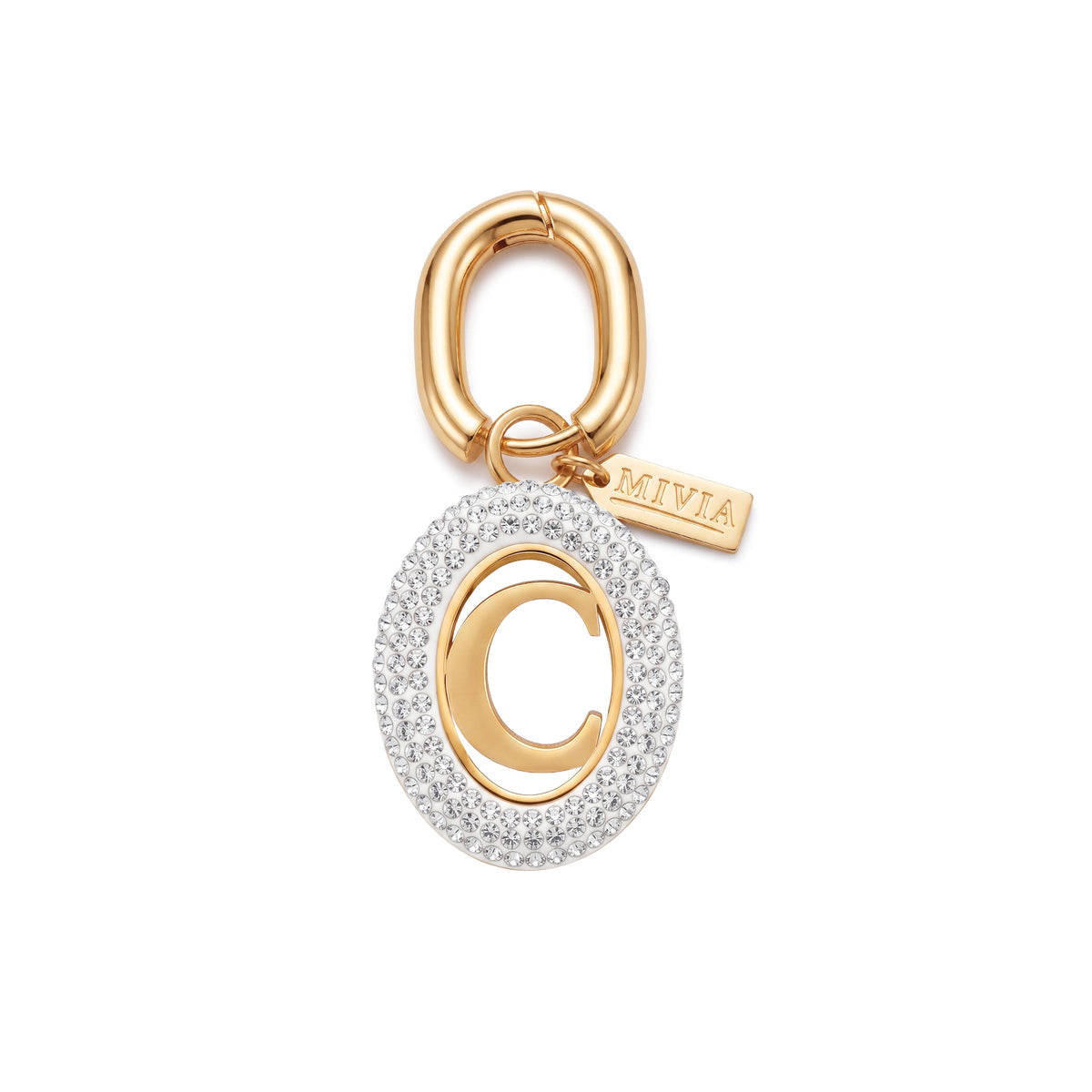 Rhinestone Loop Letter Charm - C
