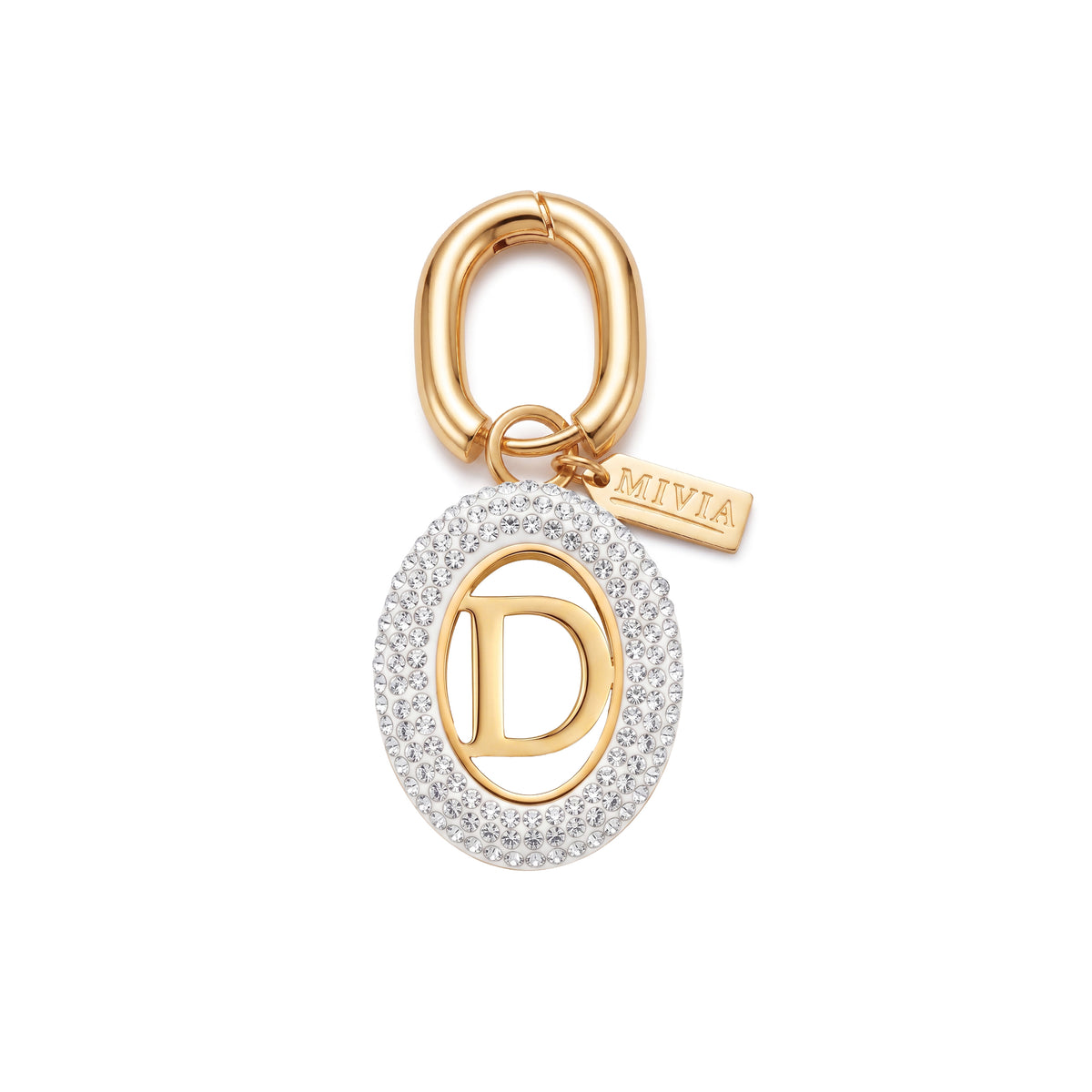 Rhinestone Loop Letter Charm - D