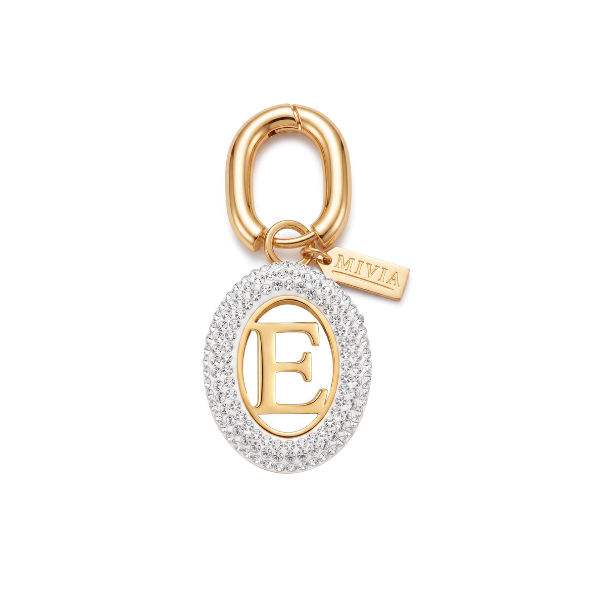 Rhinestone Loop Letter Charm - E