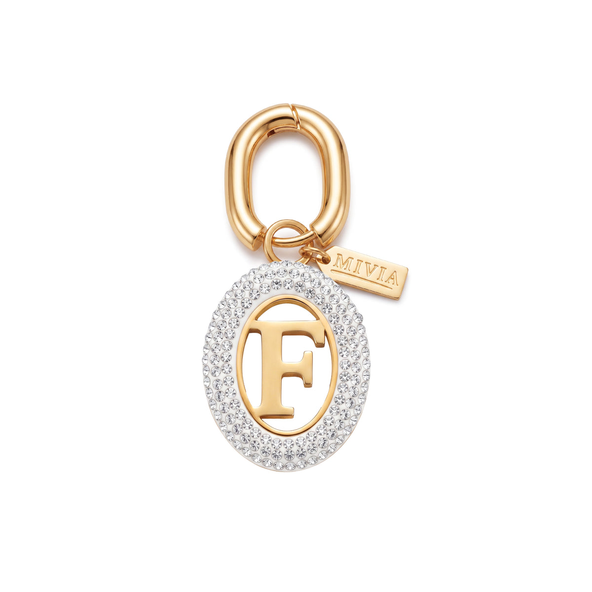 Rhinestone Loop Letter Charm - F