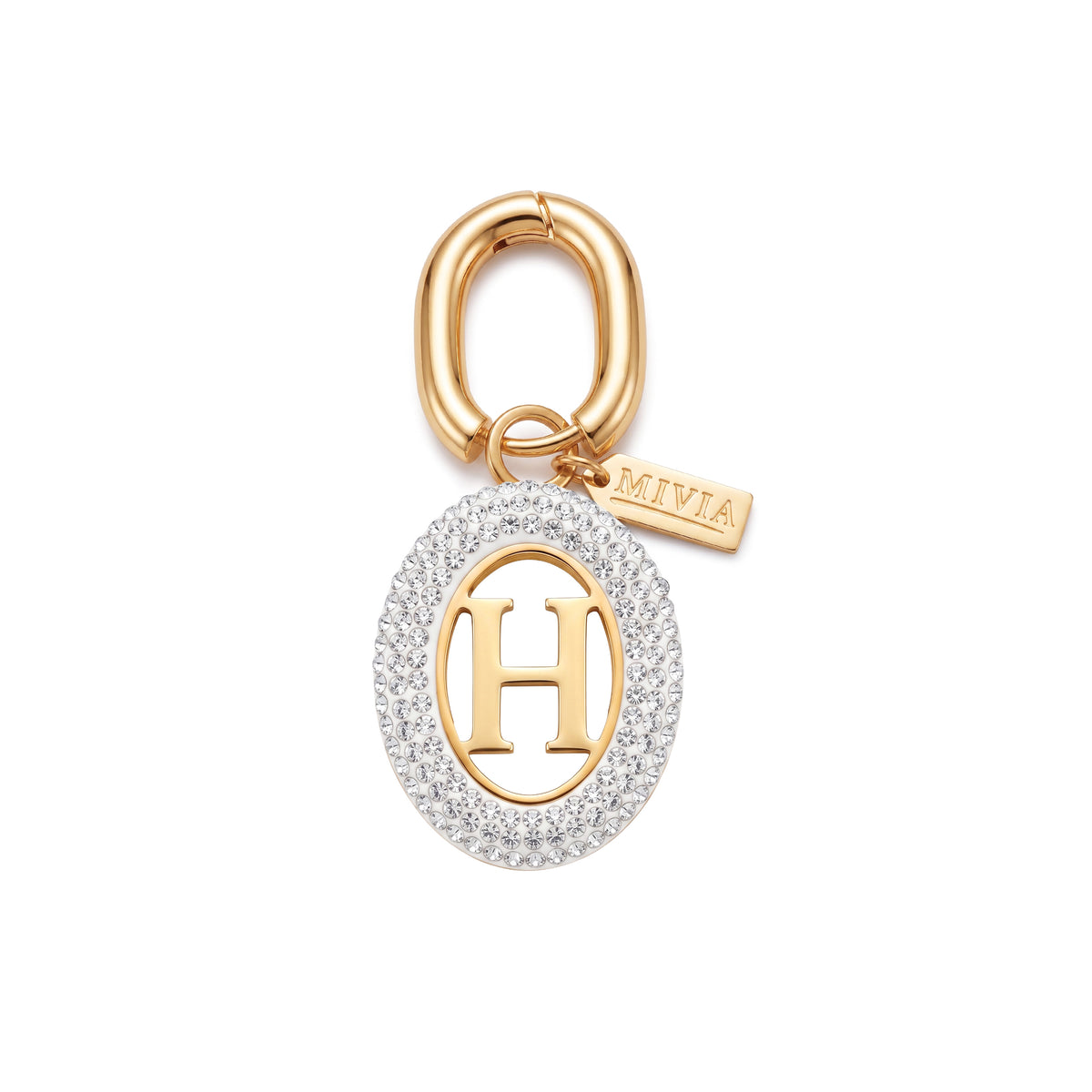 Rhinestone Loop Letter Charm - H