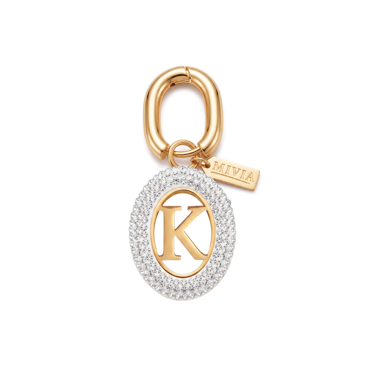 Rhinestone Loop Letter Charm - K