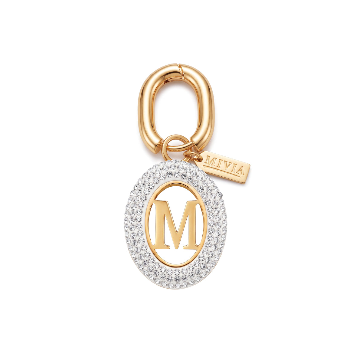 Rhinestone Loop Letter Charm - M