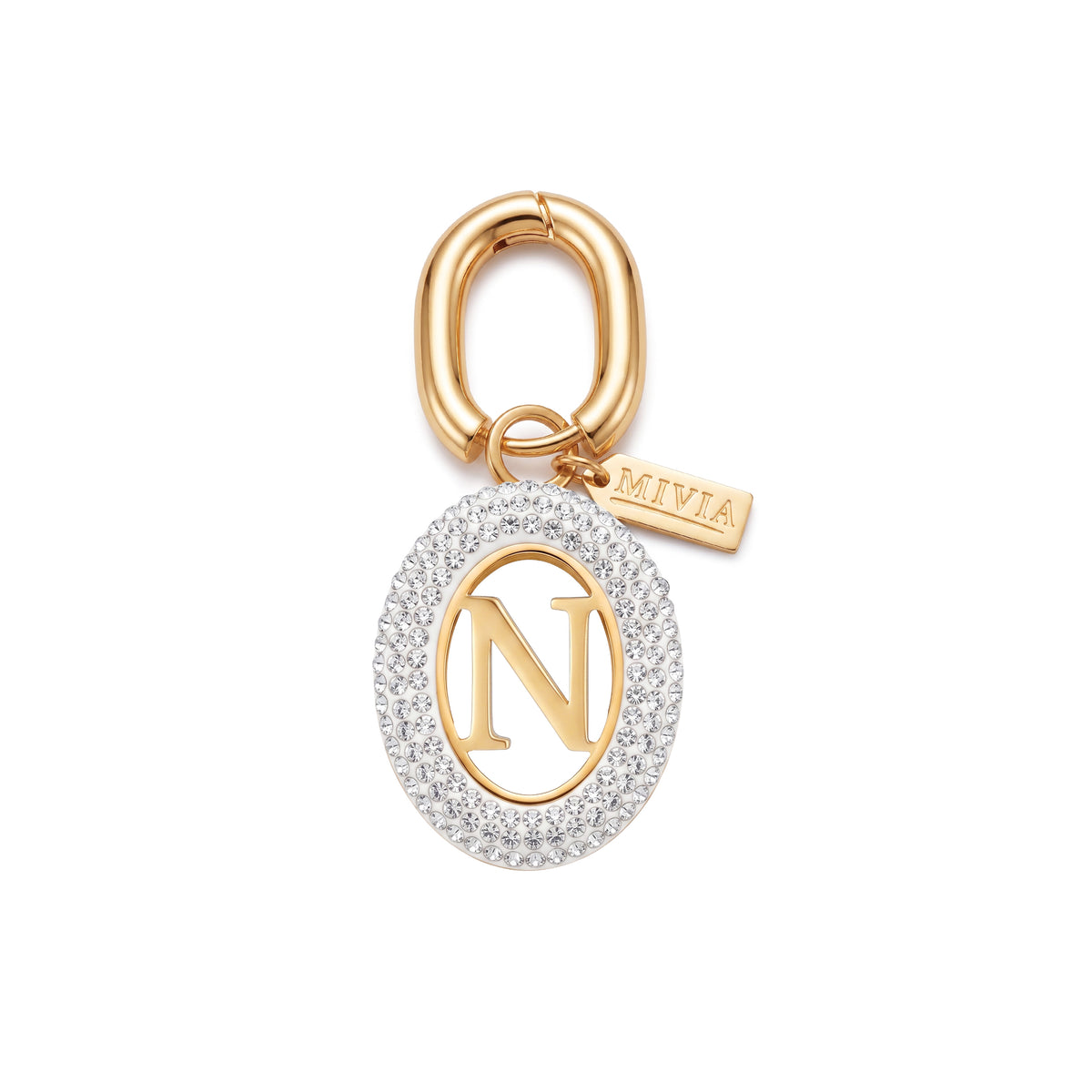 Rhinestone Loop Letter Charm - N