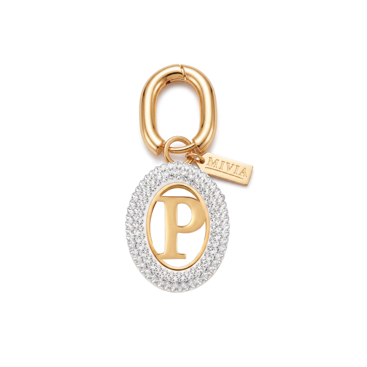 Rhinestone Loop Letter Charm - P