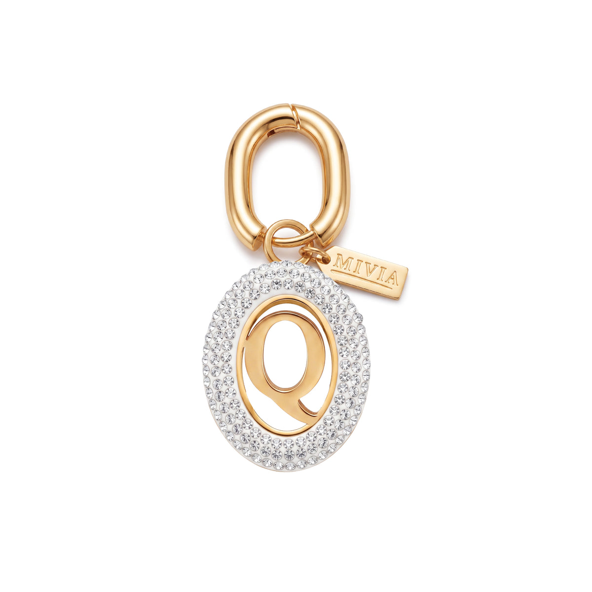 Rhinestone Loop Letter Charm - Q