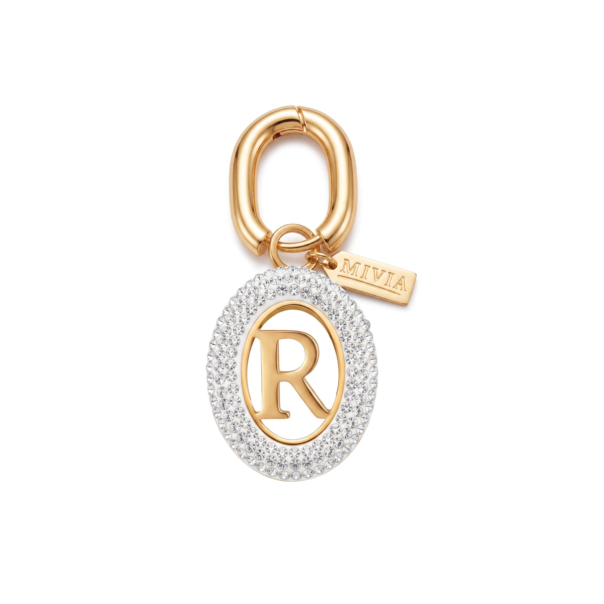 Rhinestone Loop Letter Charm - R