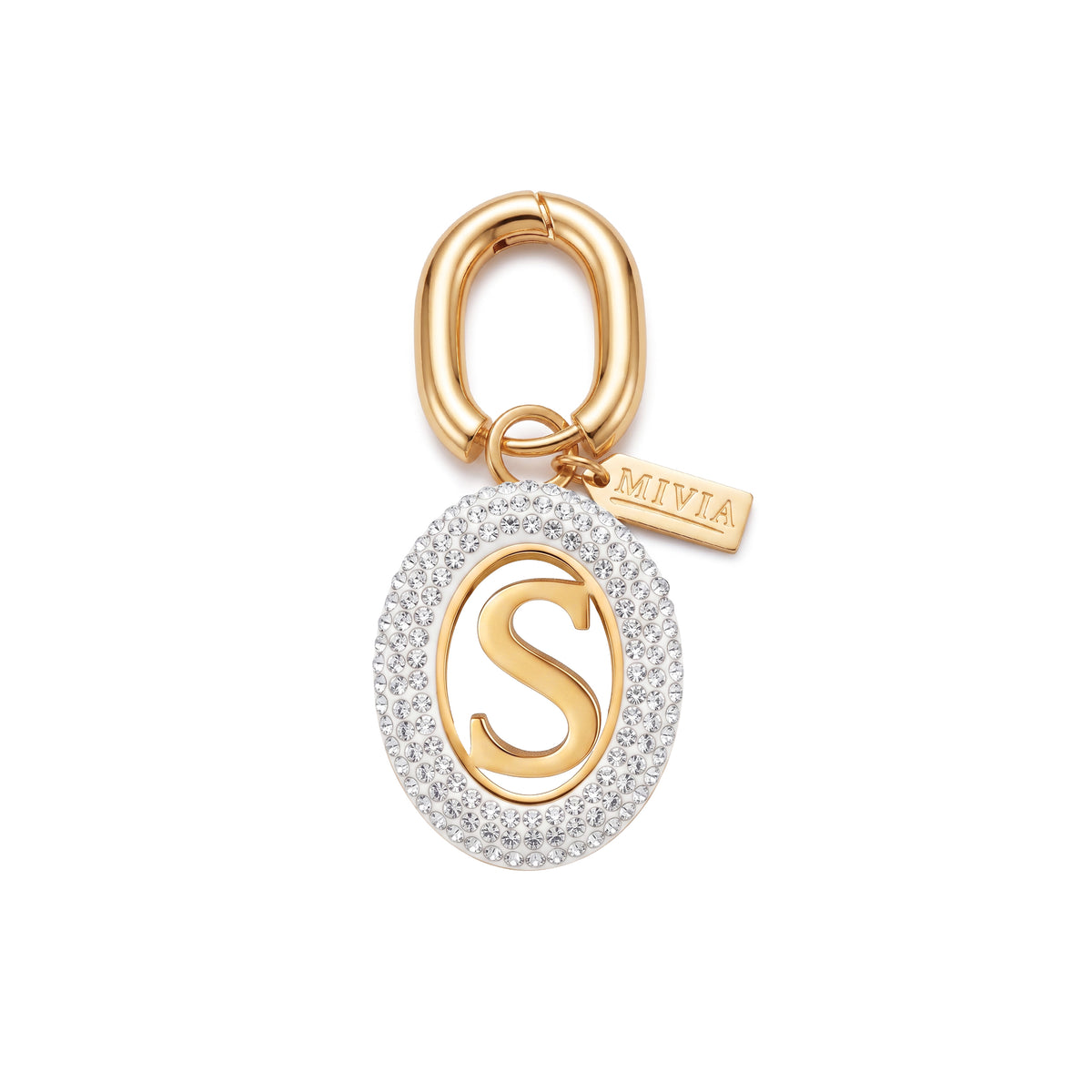 Rhinestone Loop Letter Charm - S