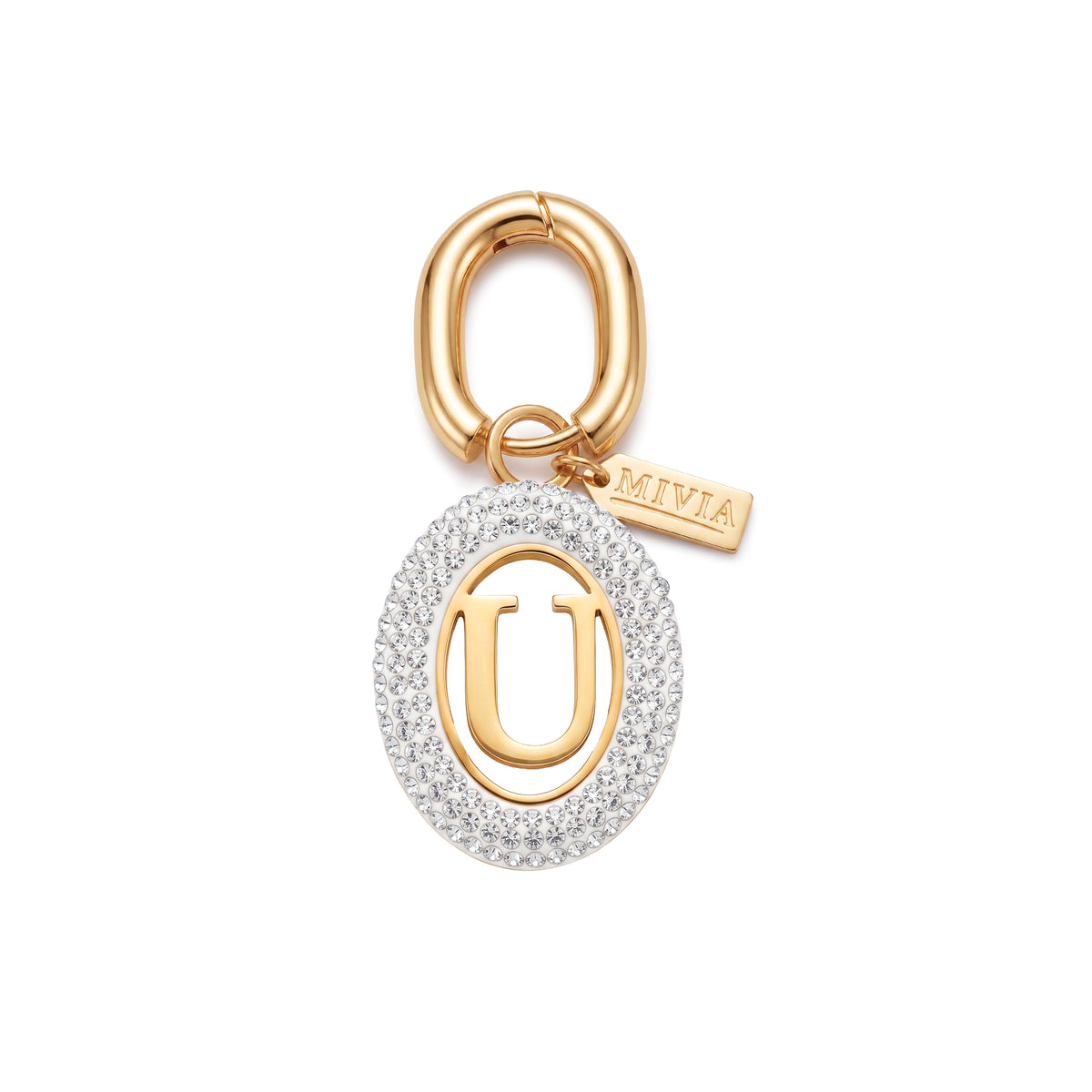Rhinestone Loop Letter Charm - U