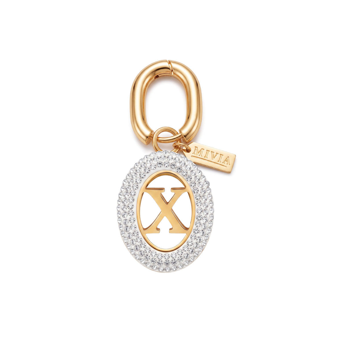 Rhinestone Loop Letter Charm - X