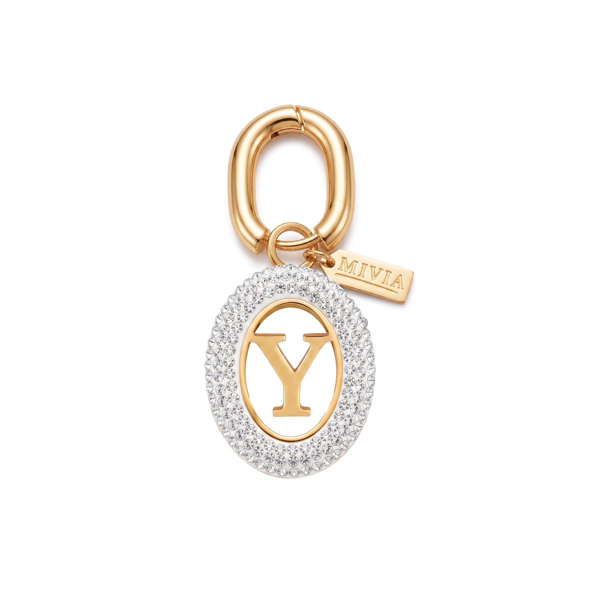 Rhinestone Loop Letter Charm - Y