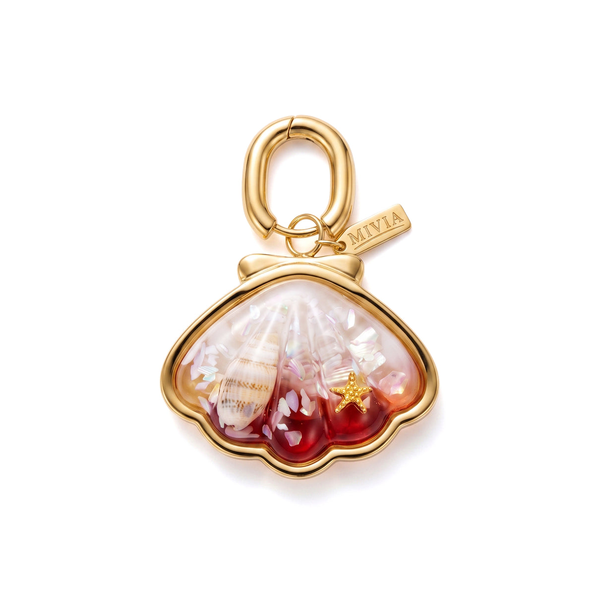 Glowing Shell Pendant - Coral Pink