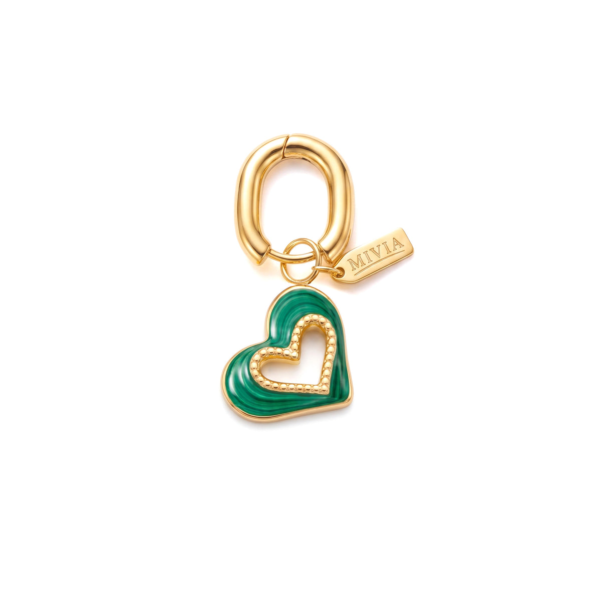 Double-Layer Hollow Heart Charm - Green