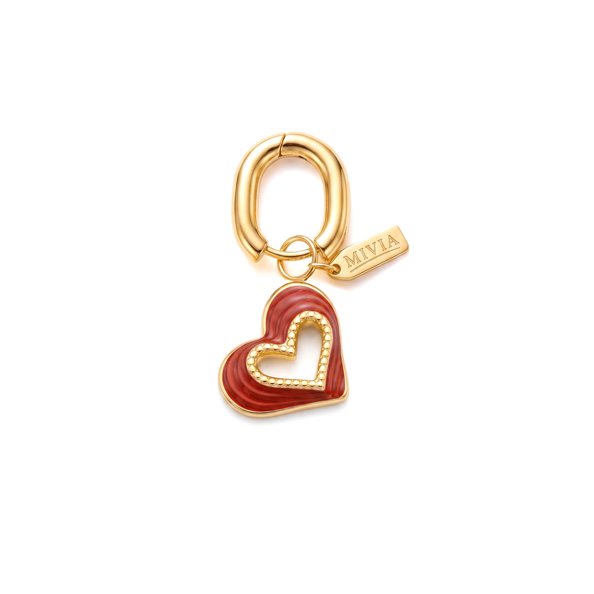 Double-Layer Hollow Heart Charm - Red