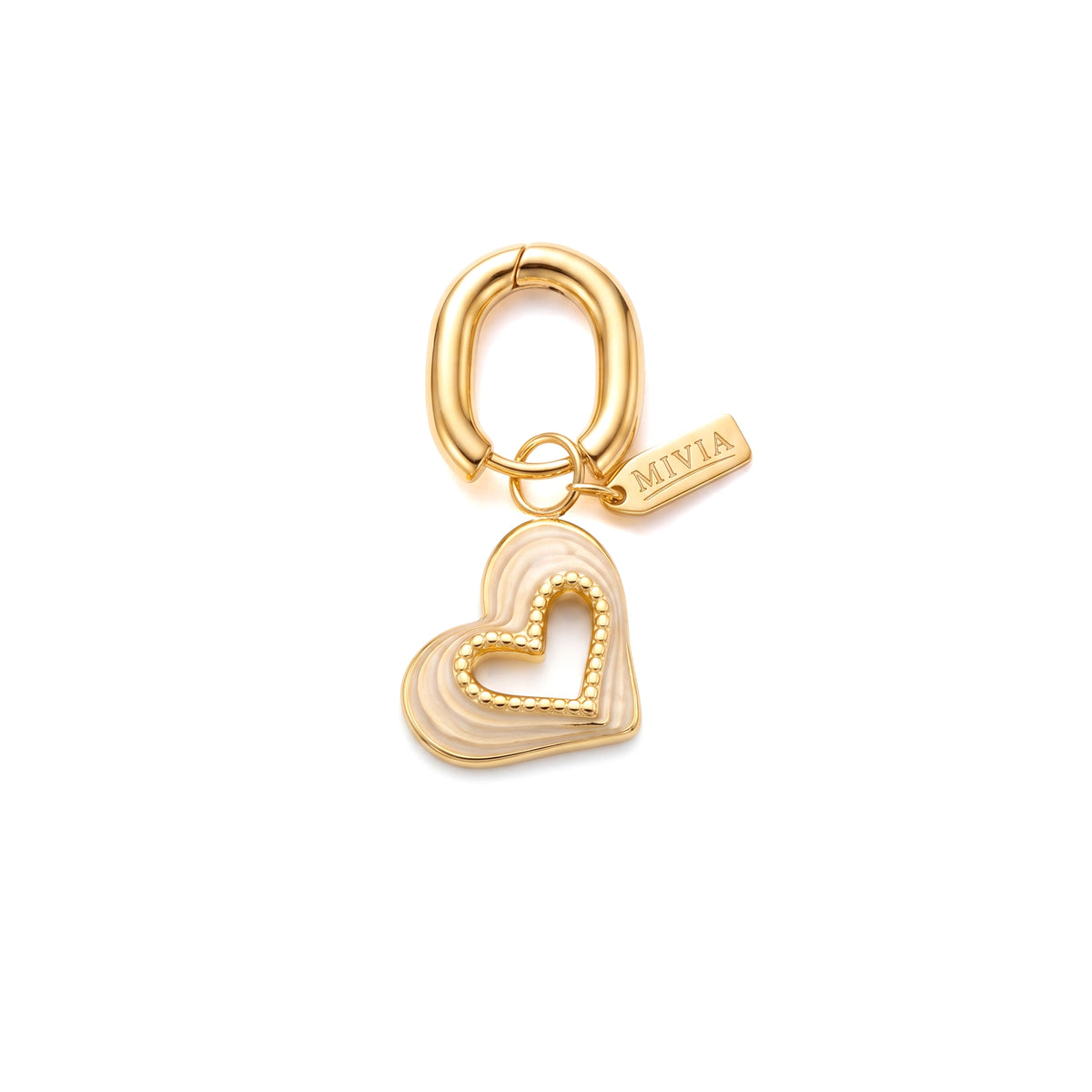 Double-Layer Hollow Heart Charm - Beige