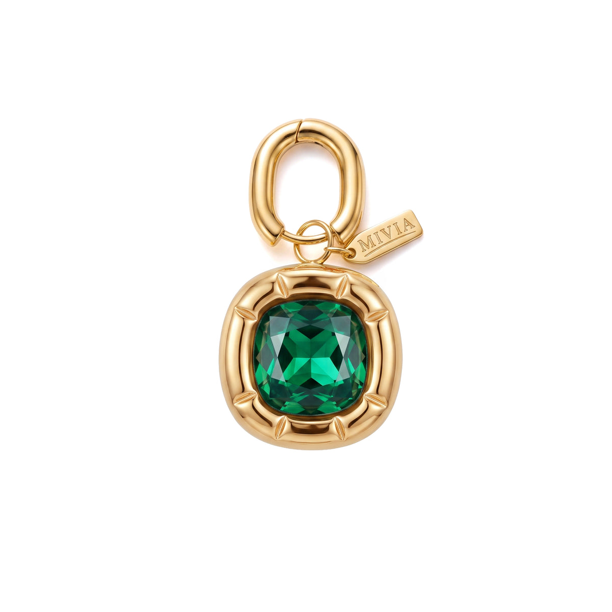 "Elven Eye" Round Frame Crystal Charm - Forest Green